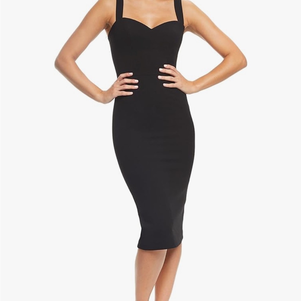 Dress The Population Black Nicole Sleeveless Bodycon Sheath Midi Dress